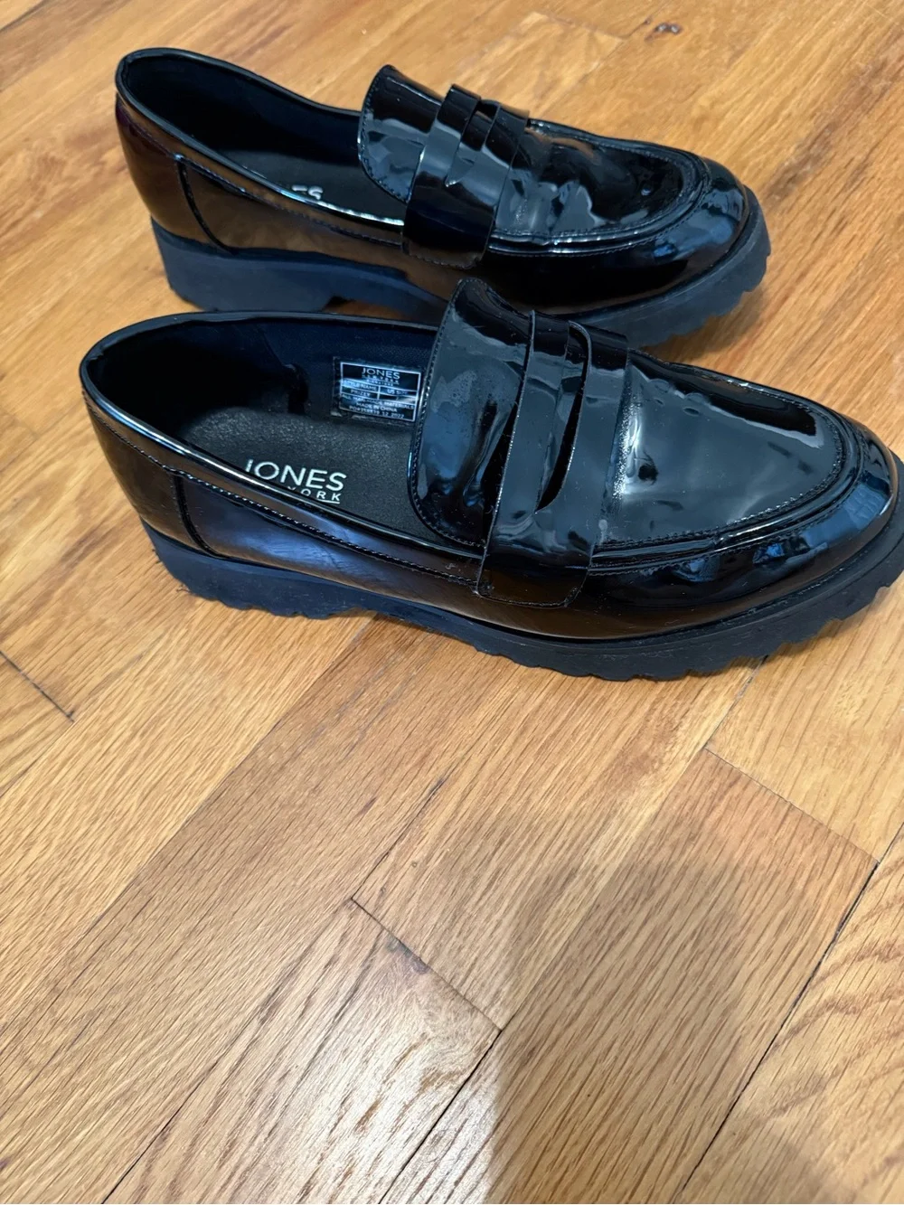 Jones New York Black Patent Leather Penny Loafers